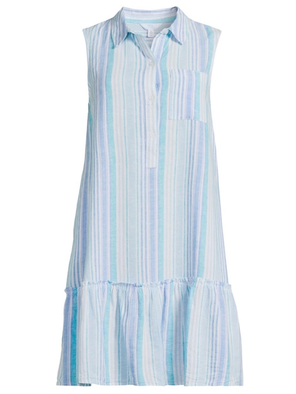 Time and Tru Sleeveless Shirt Dress Blue White Size 22 EUC
